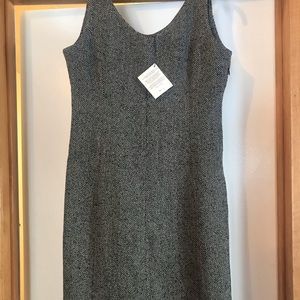 Black white herringbone Prague dress L NWT